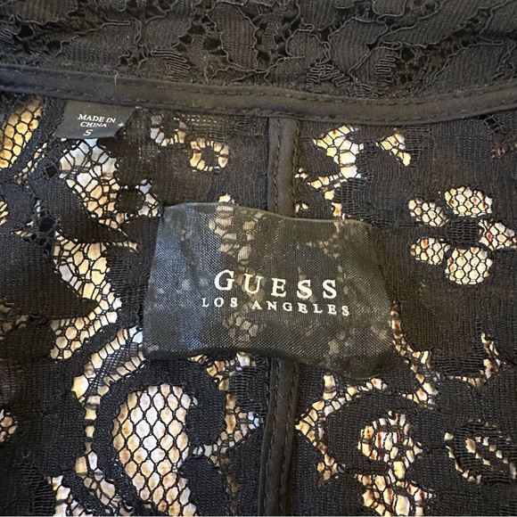 Guess Black Lace Cropped Blazer Small Moto Rave Party Streetwear Baddie 80s Zip - Picture 11 of 13